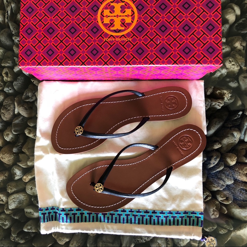 Tory Burch Black Terra Thong Sandals size 9